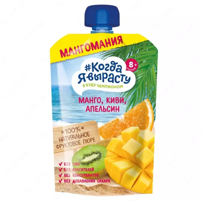 Olma, Mango, kivi, apelsin pyuresi "men ulg'ayganimda", 8 oydan. 180 g
