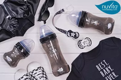 Бутылочка для кормления Nuvita Mimic Cool 150мл 0м+ Антиколиковая, черная