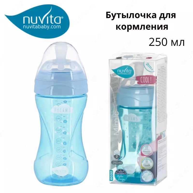 Бутылочка для кормления Nuvita Mimic Cool 250мл 3м+ Антиколиковая (Италия)