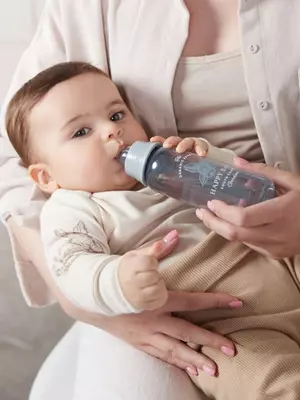 Kolikaga qarshi oziqlantiruvchi shisha, lateks nipel, Happy baby (Buyuk Britaniya) 250ml