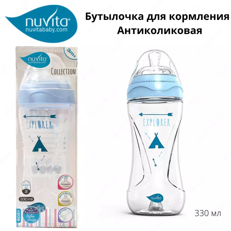 Бутылочка для кормления Nuvita Mimic Cool 330 мл 4м+ Антиколиковая