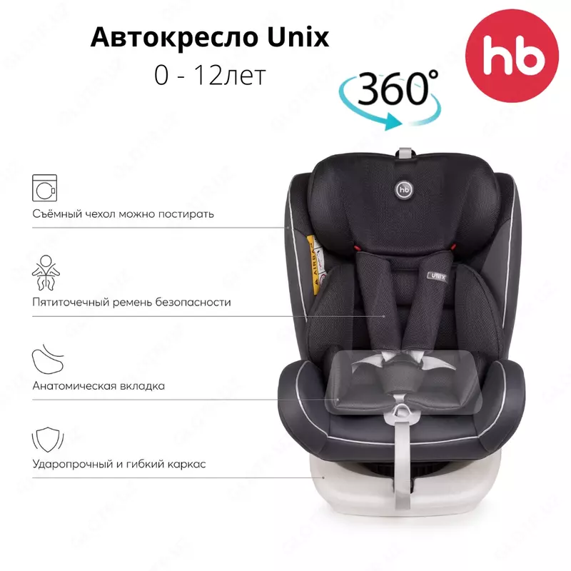 Unix Happy Baby avtomobil o'rindig'i tug'ilgandan  12 yoshgacha Buyuk Britaniya