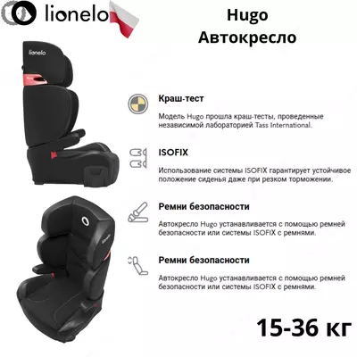 Автокресло Lionelo Hugo 🇵🇱 (Польша) вес от 15 до 36 кг.