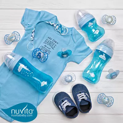 Пустышка симметрическая 🇮🇹Nuvita baby (Италия)NV7065 Air55 Cool 0m+ "звезда" голубая