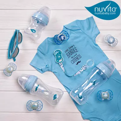 Пустышка симметрическая 🇮🇹Nuvita baby (Италия)NV7065 Air55 Cool 0m+ "звезда" голубая