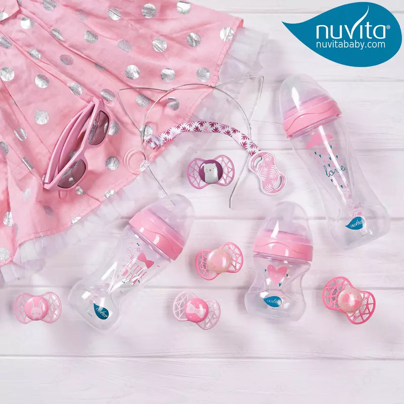 Пустышка симметрическая 🇮🇹Nuvita baby (Италия)NV7065 Air55 Cool 0m+ "LOVE"розовая