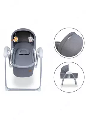 Kichkintoylar uchun beshik lionelo masofadan boshqarish pulti bilan elektron LO-FIGGY GREY STONE, (Polsha)