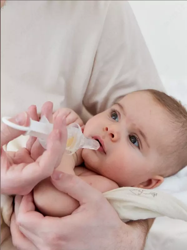 🧪Дозатор для лекарств с мерным стаканчиком-колпачком и силиконовым наконечником/для сиропа Happy baby (Великобритания)