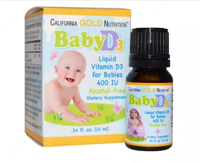 Жидкий витамин D3 для детей California Gold Nutrition , 10 мкг (400 МЕ), 10 мл ( США )