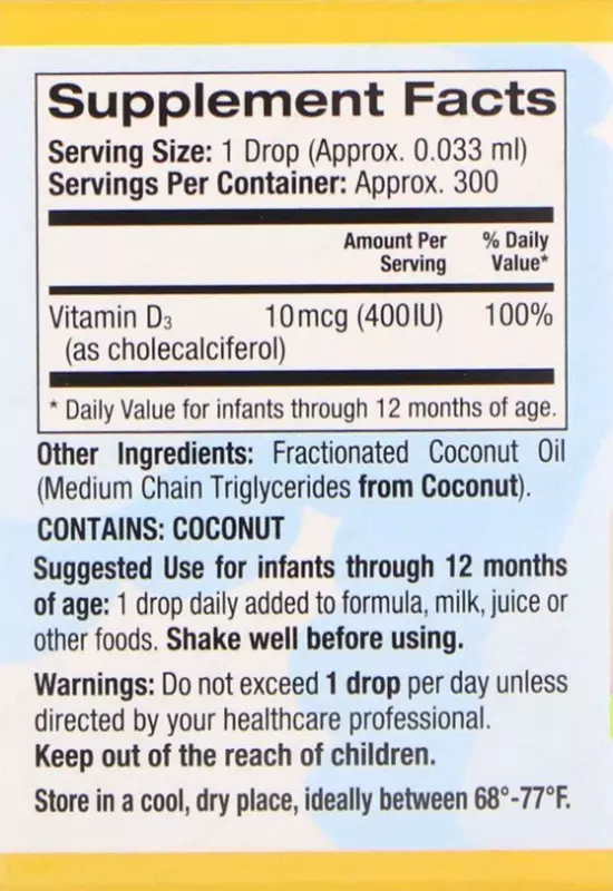 Жидкий витамин D3 для детей California Gold Nutrition , 10 мкг (400 МЕ), 10 мл ( США )