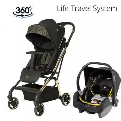 Компактная коляска Life 360 ° 2 в 1 на золотой раме от Jikel (Франция)