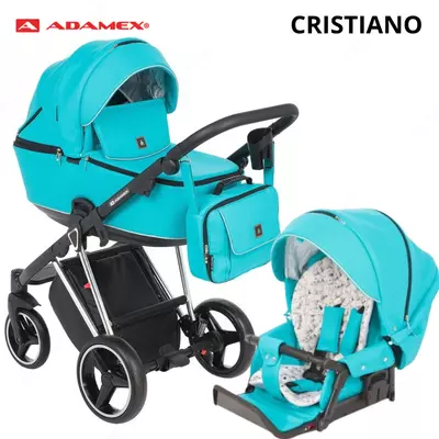 Коляска Adamex Cristiano Special Edition DELUXE 🇵🇱(Польша) 3 в 1 ЭКО КОЖА