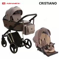 Коляска Adamex Cristiano Special Edition DELUXE шоколадная 🇵🇱(Польша) 3 в 1 ЭКО КОЖА