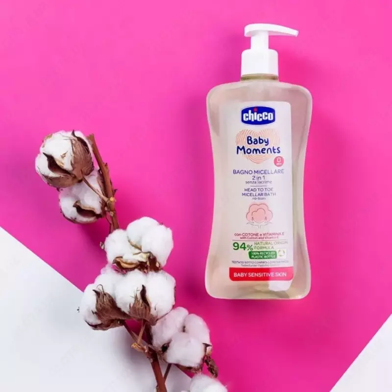 Шампунь-гель мицеллярный для тела и волос для чувствительной кожи Chicco Baby Moments, 500 мл