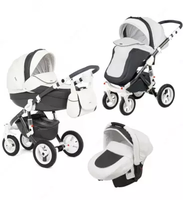 Коляска ADAMEX BARLETTA Carbon Leatherette 🇵🇱(Польша) 3 в 1