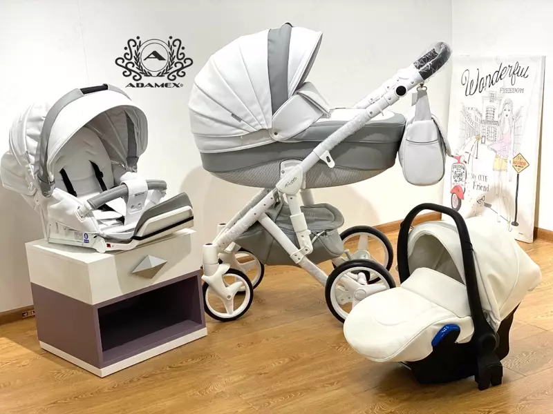 Коляска ADAMEX BARLETTA Carbon Leatherette 🇵🇱(Польша) 3 в 1