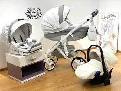 Коляска ADAMEX BARLETTA Carbon Leatherette 🇵🇱(Польша) 3 в 1