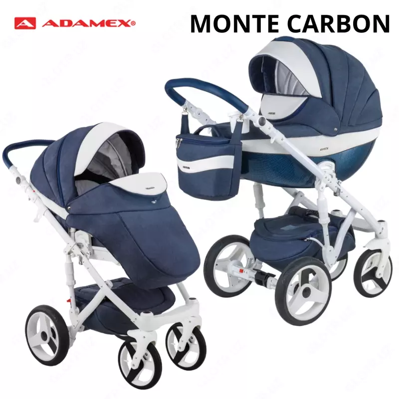 Коляска Adamex MONTE CARBON🇵🇱 3 в 1 (Польша) Эко кожа