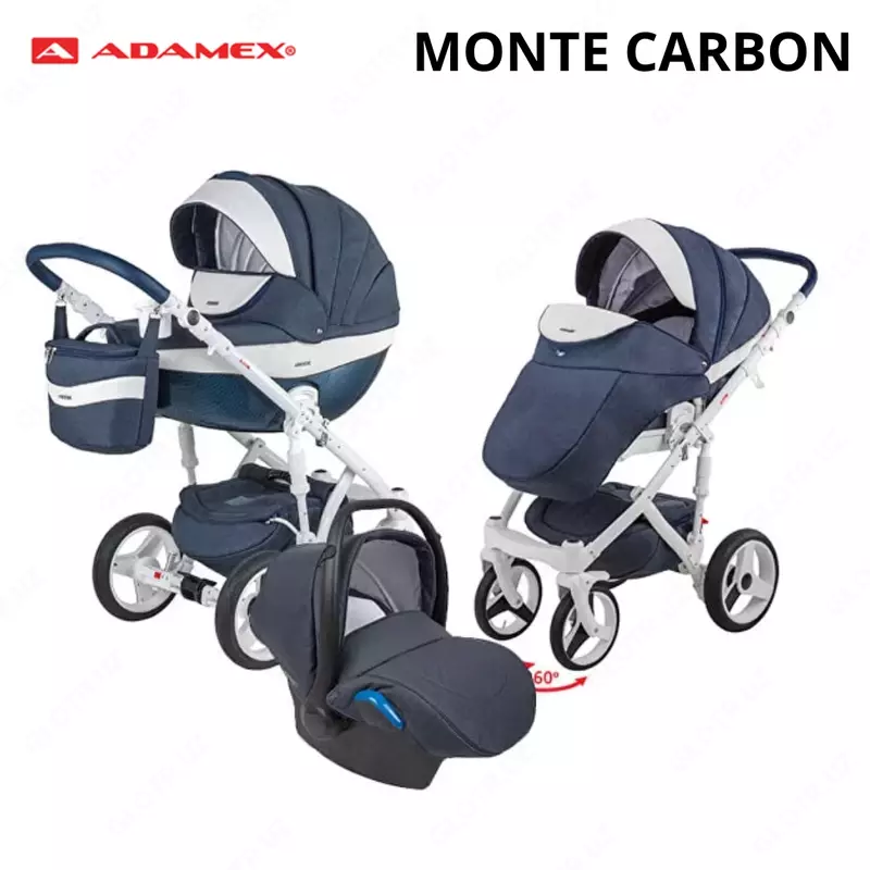 Коляска Adamex MONTE CARBON🇵🇱 3 в 1 (Польша) Эко кожа