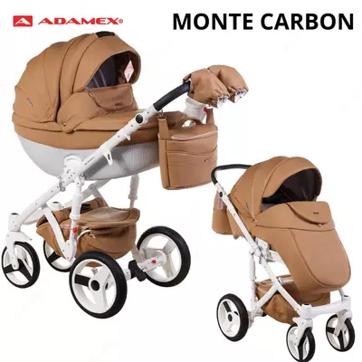 Коляска Adamex MONTE CARBON🇵🇱 3 в 1 (Польша) Эко кожа