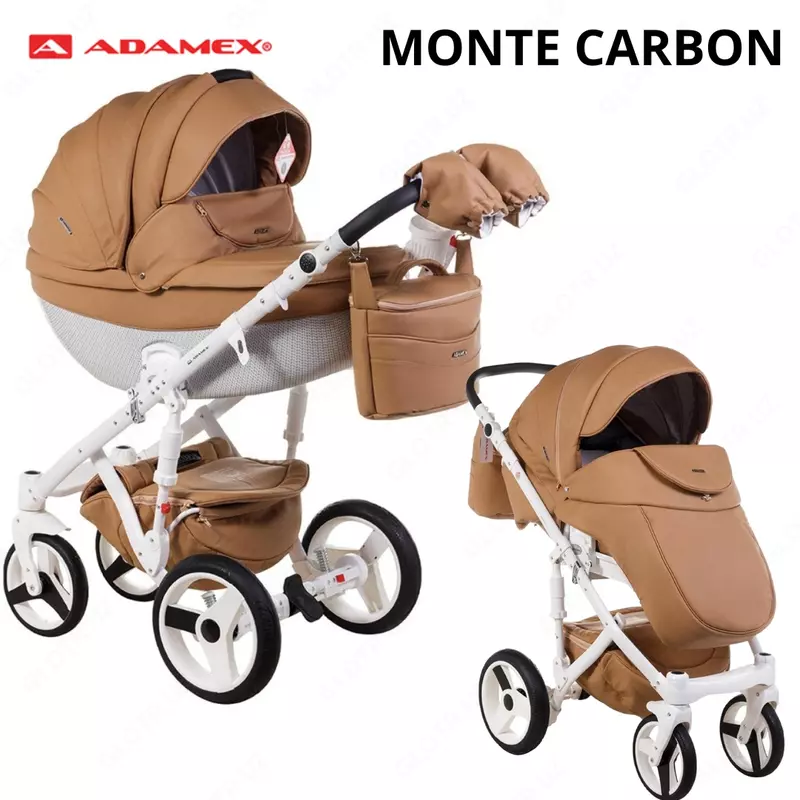 Коляска Adamex MONTE CARBON🇵🇱 3 в 1 (Польша) Эко кожа