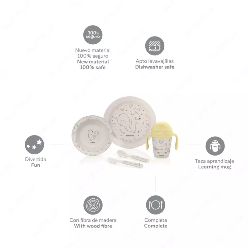 Бамбуковый набор посуды MIniland Baby Naturmeal Leo (Испания)