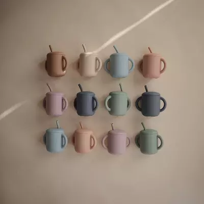 Mushie поильник. Мини кружка + трубочка Natural, 175 мл