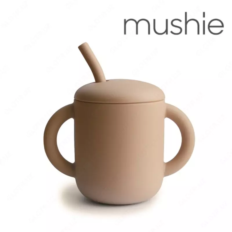 Mushie поильник. Мини кружка + трубочка Natural, 175 мл
