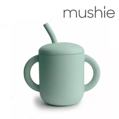 Mushie поильник. Мини кружка + трубочка Natural, 175 мл