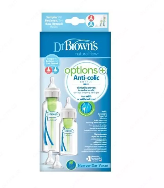 Dr Brown's Options+, 0 + oylik yangi tug'ilgan chaqaloq uchun boshlang'ich shisha to'plami.