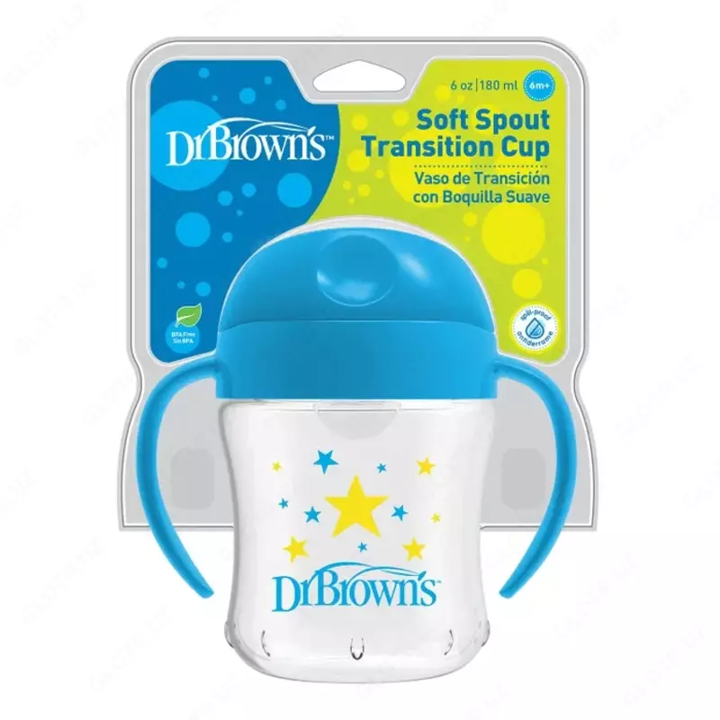 Dr Brown's nay bilan to'kilmaydigan chashka, 180 ml, 6 oy