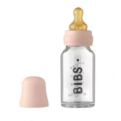 BIBS Baby Glass Bottle Blush oziqlantiruvchi shishasi, 110ml