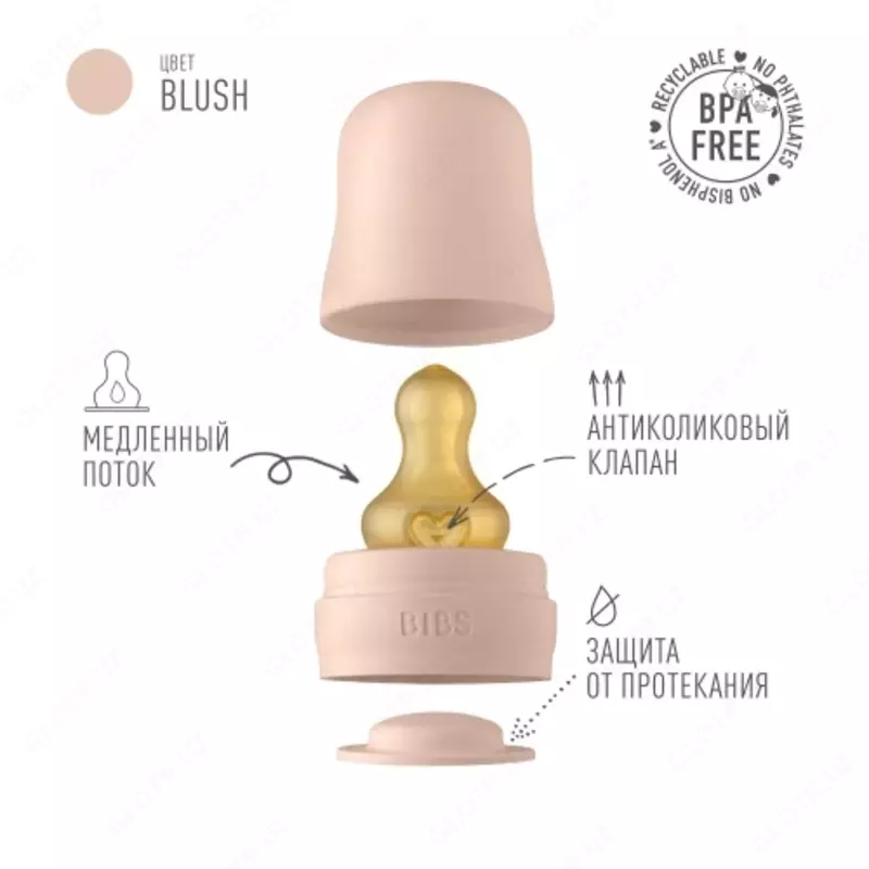 Бутылочка для кормления в наборе 110 мл BIBS Baby Glass Bottle Blush