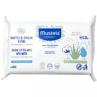 Салфетки Mustela Baby из органического хлопка с водой