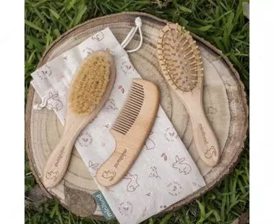Miniland Baby HAIRCARE CHIP yog'och taroq to'plami, Ispaniya