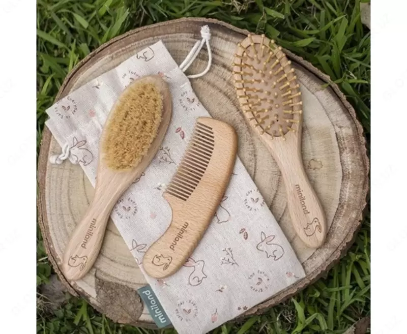 Набор деревянных расчесок Miniland BABY HAIRCARE CHIP из Испании🇪🇸