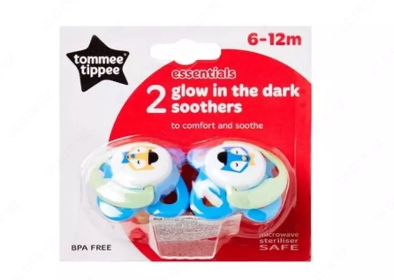 Пустышка Tommee Tippee 2 glow латексная ночная, 6-12 мес, 2 шт