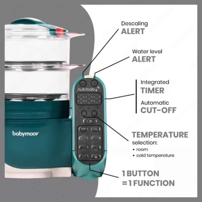 Babymoov Nutribaby Plus ikki qavatli qozon-blender-isitgich-sterilizator 4 dan 1 gacha (Frantsiya)