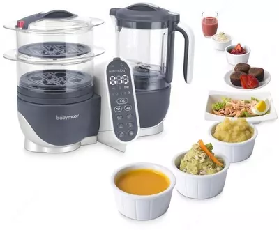 Babymoov Nutribaby Plus ikki qavatli qozon-blender-isitgich-sterilizator 4 dan 1 gacha (Frantsiya)
