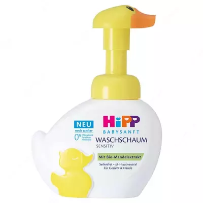 Bolalar uchun yuz va qo'l yuvish uchun ko'pik "Duck" HiPP Babysanft, dispenser bilan, 250 ml