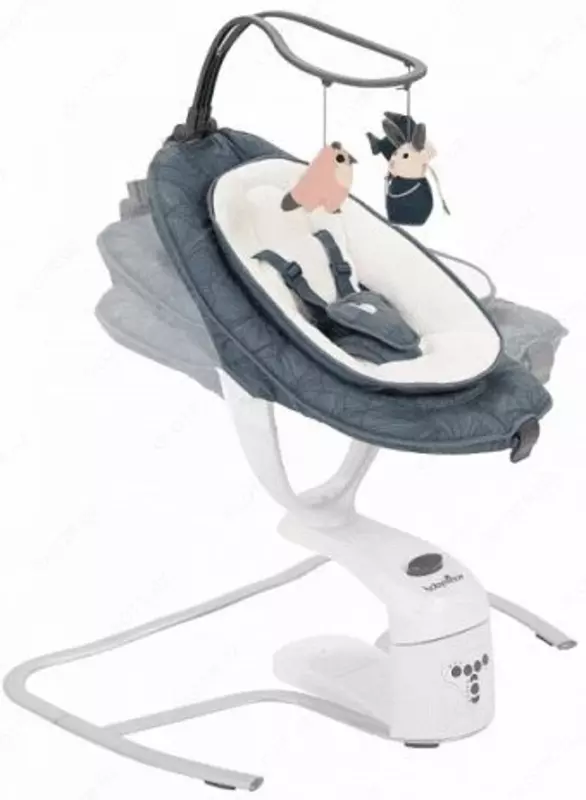 Люлька шезлонг качалочка Babymoov - Swoon Motion, Blue Petal с рождения до 9 кг