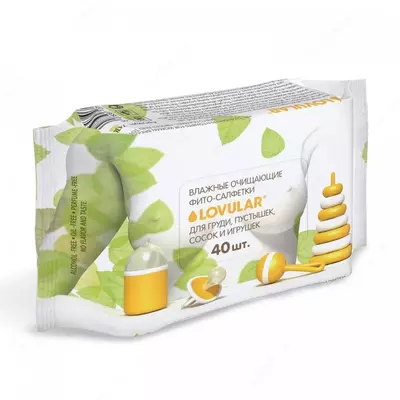 Lovular Детские влажные фито-салфетки для пустышек 40 шт.