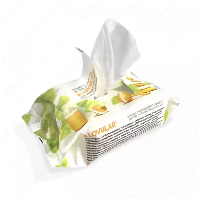 Lovular Детские влажные фито-салфетки для пустышек 40 шт.
