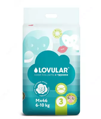 Трусики-подгузники Lovular SWEET KISS M (6-10 кг) 46 шт
