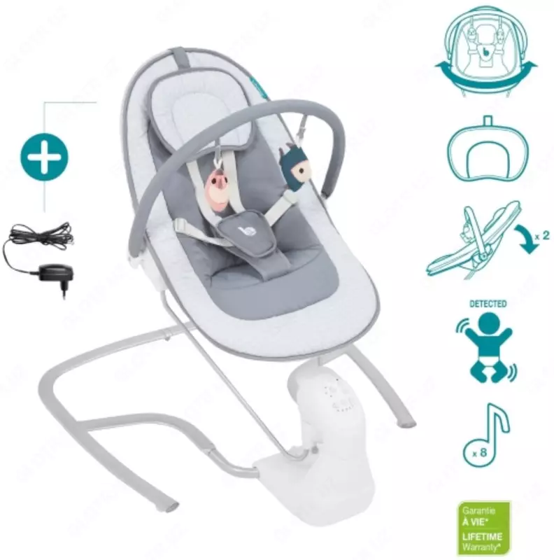 Beshik kreslo "Swoon Touch" tebranadigan stul tug'ilgandan boshlab masofadan boshqarish pulti bilan 9 kg gacha (Frantsiya)