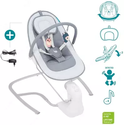 Люлька шезлонг качалочка "Swoon Touchс" с рождения до 9 кг с пультом (Франция)