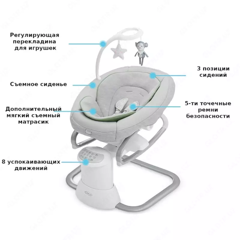 Детские качели Graco® Soothe My Way™ со съемным шезлонгом 2-в-1