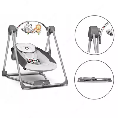Yangi tug'ilgan chaqaloqlar uchun elektron belanchak lionelo Otto Cozy Grey