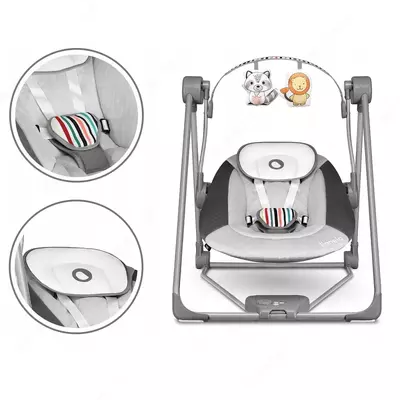 Электронные качели детские для новорождённых Lionelo Otto Cozy Grey