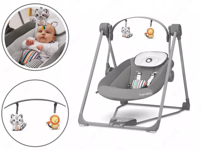 Электронные качели детские для новорождённых Lionelo Otto Grey Concrete